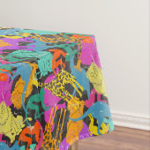 レトロ動物はパターンのシルエットを描きます テーブルクロス (インサイチュ)