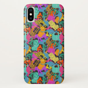 レトロ動物はパターンのシルエットを描きます iPhone X ケース