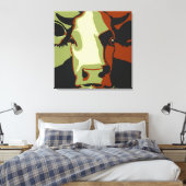 レトロ動物ポップ・アートのアートカウカポートレートインCowmoflage キャンバスプリント (インサイチュ (寝室))