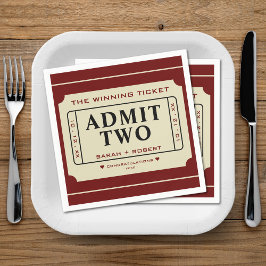 レトロ勝利チケットスタブは2つの認結婚可 スタンダードカクテルナプキン