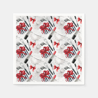 レトロ化粧ガーリートレンディーカラフル スタンダードカクテルナプキン