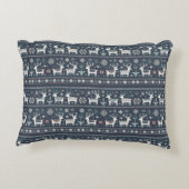 レトロ北欧トナカイ模様 アクセントクッション (裏面)