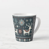 レトロ北欧トナカイ模様 カフェラテマグ (右アングル)