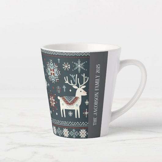 レトロ北欧トナカイ模様 カフェラテマグ (右)