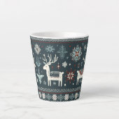 レトロ北欧トナカイ模様 カフェラテマグ (正面)