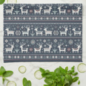 レトロ北欧トナカイ模様 キッチンタオル (折り畳み)