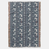 レトロ北欧トナカイ模様 スローブランケット (正面縦)