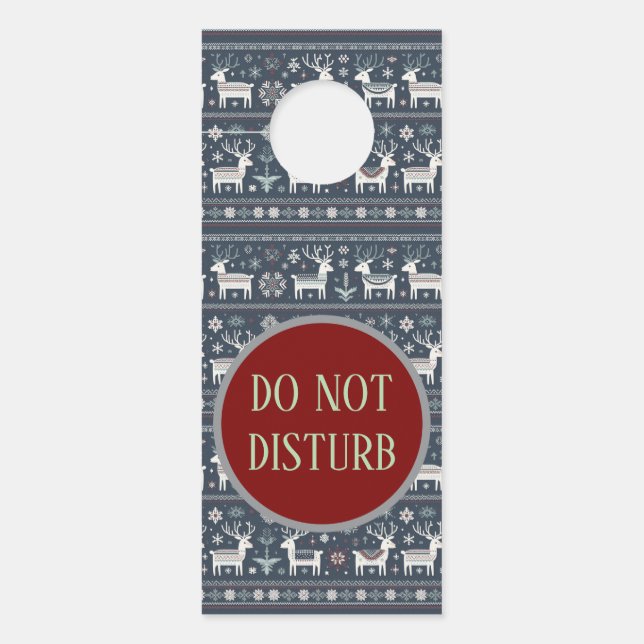 レトロ北欧トナカイ模様 ドアノブサイン (正面)