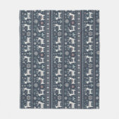 レトロ北欧トナカイ模様 フリースブランケット (正面)