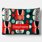 レトロ北欧パターンオン深いグリーンアクセサリーバッグ アクセサリーポーチ (正面)