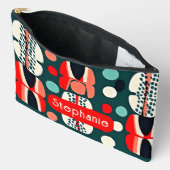 レトロ北欧パターンオン深いグリーンアクセサリーバッグ アクセサリーポーチ (見開き)