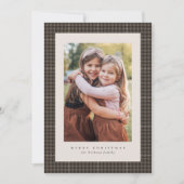 レトロ千鳥格子のチェッククラシッククリスマスフォト シーズンカード (正面)