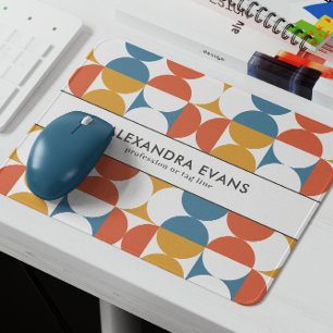 レトロ半円ホタテはっきりしたロ青橙黄 マウスパッド