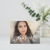 レトロ卒業シンプルの招待状 ポストカード (スタンド正面)