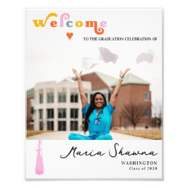 レトロ卒業パーティクラス2024ウェルカムサイン フォトプリント           