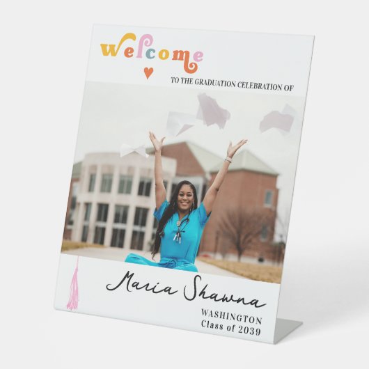 レトロ卒業パーティクラス2024ウェルカムサイン 台座サイン (正面)