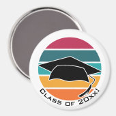 レトロ卒業式キャップモルタルボード マグネット (正面/裏面)