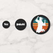 レトロ卒業生が喜びの虹を求めて跳躍 コンフェッティ (正面)