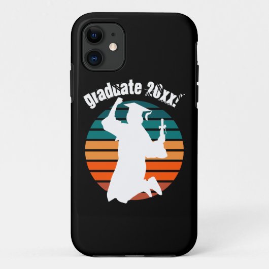 レトロ卒業生が喜びの虹を求めて跳躍 Case-Mate iPhoneケース (裏面)