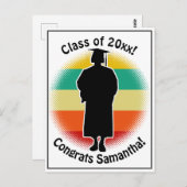 レトロ卒業生キャップ&ガウン女児 ポストカード (正面/裏面)