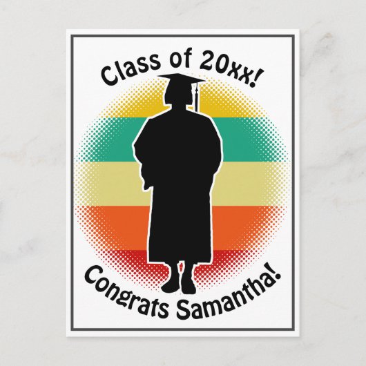 レトロ卒業生キャップ&ガウン女児 ポストカード (正面)