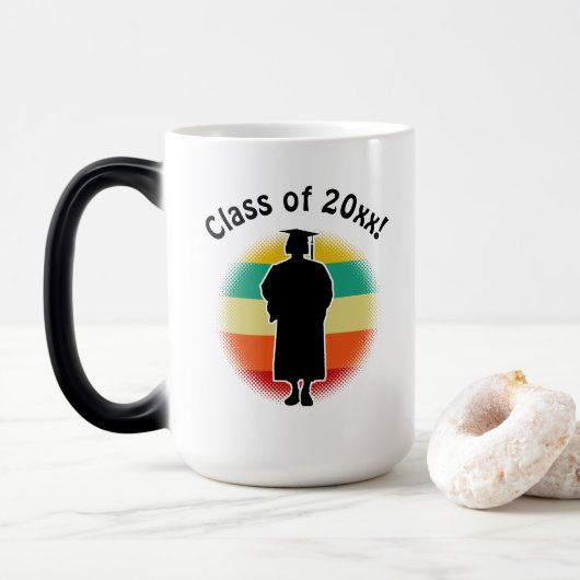 レトロ卒業生キャップ&ガウン女児 モーフィングマグカップ (ドーナツ)