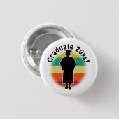 レトロ卒業生キャップ&ガウン女児 缶バッジ (正面&裏面)