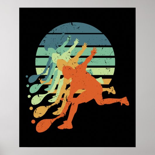 レトロ卓球選手ピンポンラバースポーツ ポスター (正面)