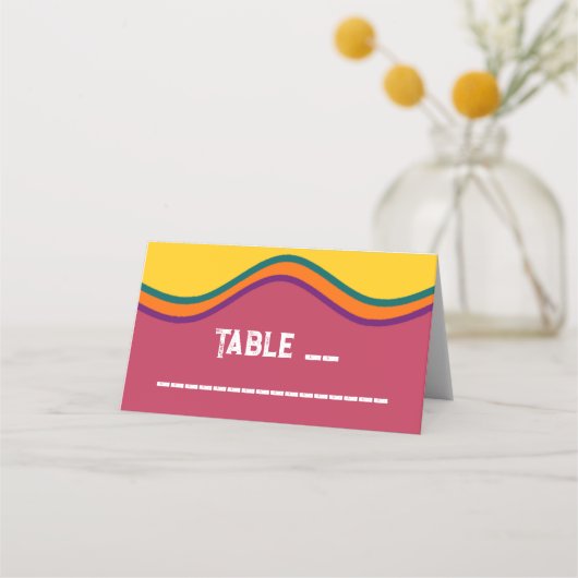 レトロ南西結婚波 プレイスカード (正面)