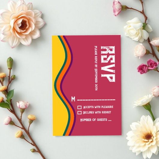 レトロ南西結婚波 出欠カード