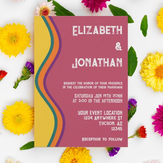 レトロ南西結婚波 招待状