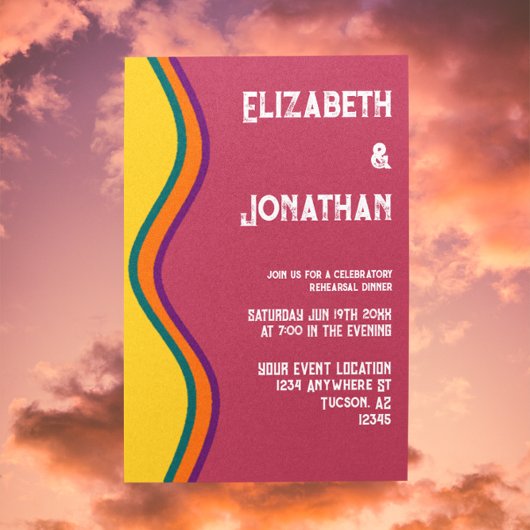 レトロ南西部の波リハーサルディナー 招待状