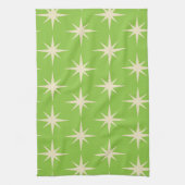 レトロ原子の星のパターンライムグリーン キッチンタオル (縦)