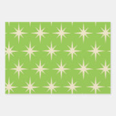 レトロ原子の星のパターンライムグリーン ラッピングペーパーシート (正面3)
