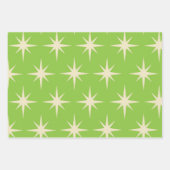 レトロ原子の星のパターンライムグリーン ラッピングペーパーシート (正面2)