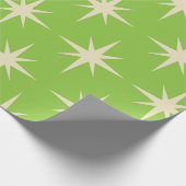 レトロ原子の星のパターンライムグリーン ラッピングペーパー (角)