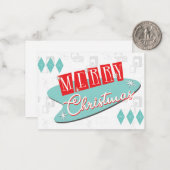 レトロ原子クリスマス ノートカード (正面/裏面インサイチュ)