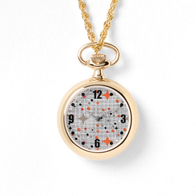 レトロ原子スターバストデザイン時計 腕時計 (正面)