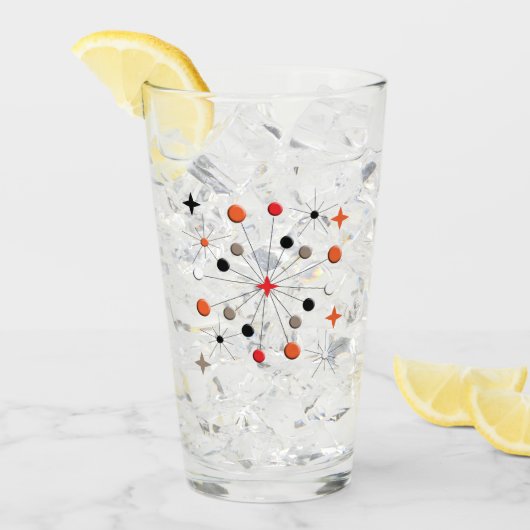 レトロ原子スターバストモダンミッドセンチュリーパターン タンブラーグラス (アイス正面)