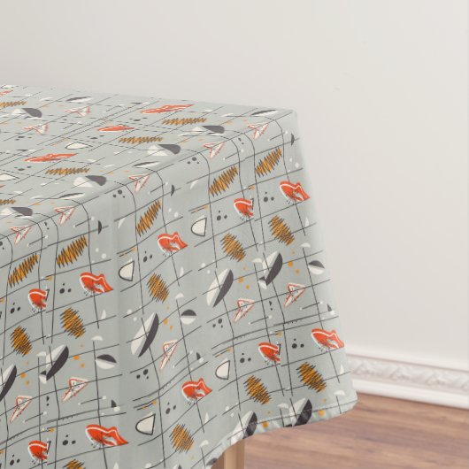 レトロ原子パターンオレンジグレーホワイトブラック テーブルクロス (インサイチュ)
