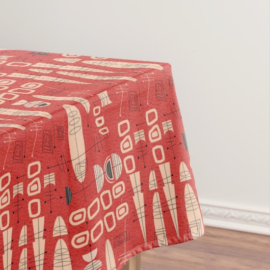 レトロ原子モダン赤白黒パターン テーブルクロス (インサイチュ)