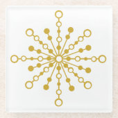 レトロ原子中世紀デザイン金ゴールドカラーカスタム ガラスコースター (正面)