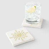 レトロ原子中世紀デザイン金ゴールドカラーカスタム ストーンコースター (横)