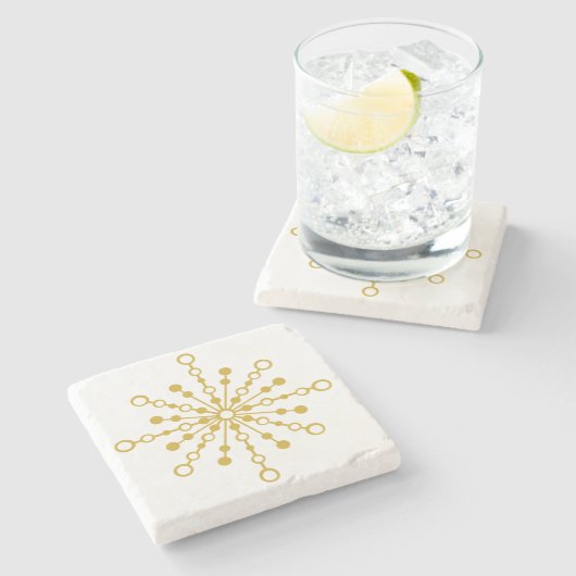 レトロ原子中世紀デザイン金ゴールドカラーカスタム ストーンコースター (横)