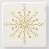 レトロ原子中世紀デザイン金ゴールドカラーカスタム ストーンコースター (正面)