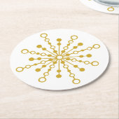 レトロ原子中世紀デザイン金ゴールドカラーカスタム ラウンドペーパーコースター (アングル)