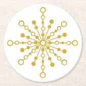 レトロ原子中世紀デザイン金ゴールドカラーカスタム ラウンドペーパーコースター (正面)