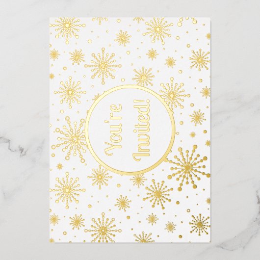 レトロ原子中世紀モダンスターバスト金ゴールド 箔招待状 (正面)