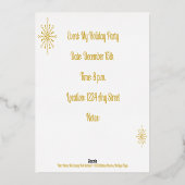 レトロ原子中世紀モダンスターバスト金ゴールド 箔招待状 (裏面)