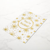 レトロ原子中世紀モダンスターバスト金ゴールド 箔招待状 (回転した状態)